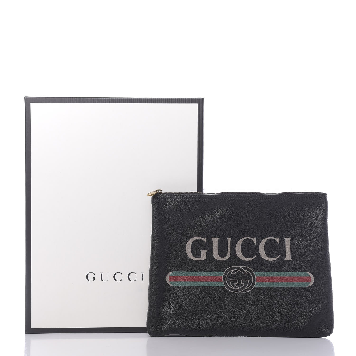 Gucci Pebbled Calfskin Medium Logo Portfolio Clutch Black 11 of 11
