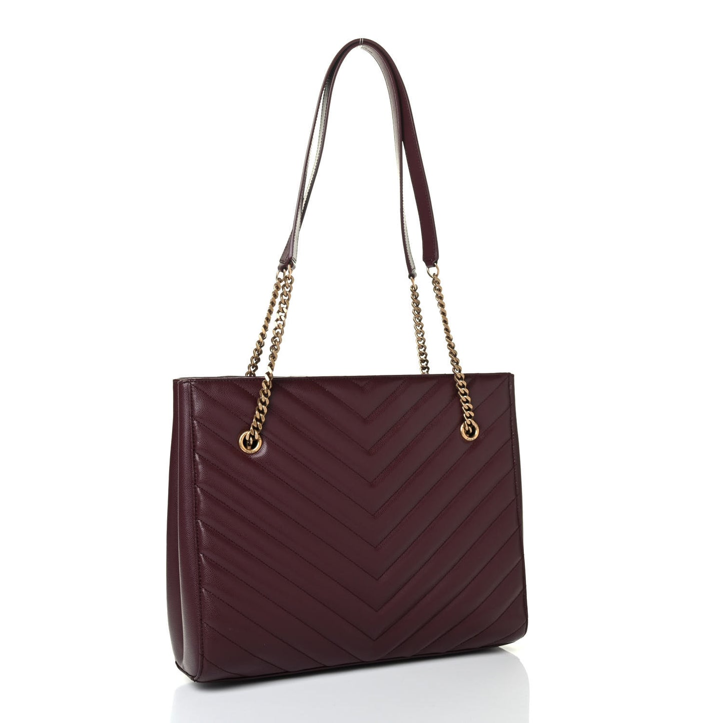 Grain de Poudre Matelasse Chevron Medium Tribeca Shopping Bag Rouge Legion