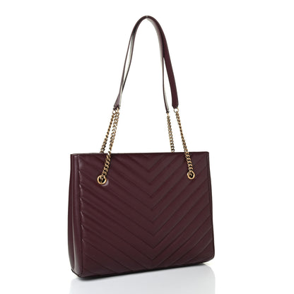 Saint Laurent Grain de Poudre Matelasse Chevron Medium Tribeca Shopping Bag Rouge Legion 2 of 4