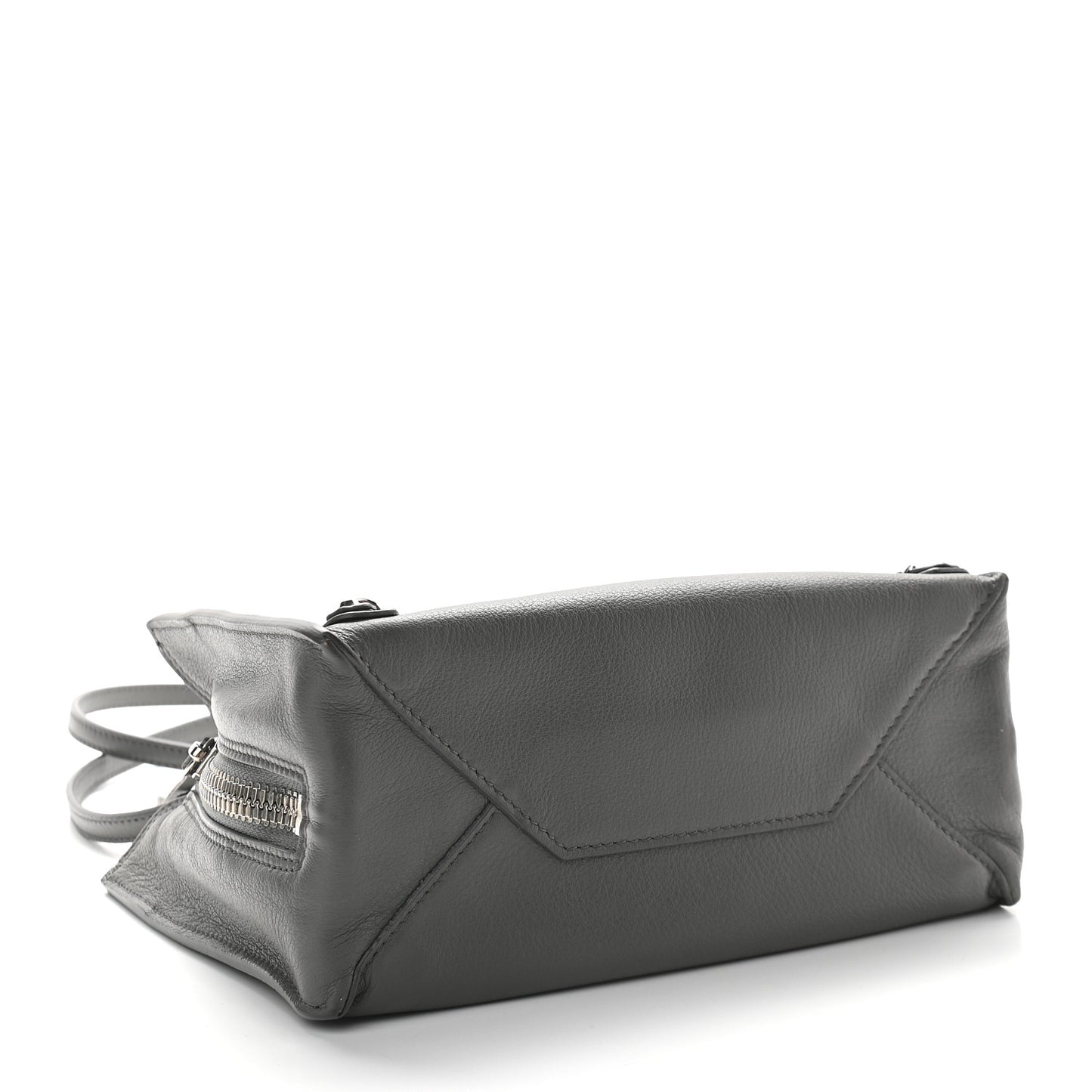 Calfskin Papier Mini A4 Zip Around Tote Gris Metal