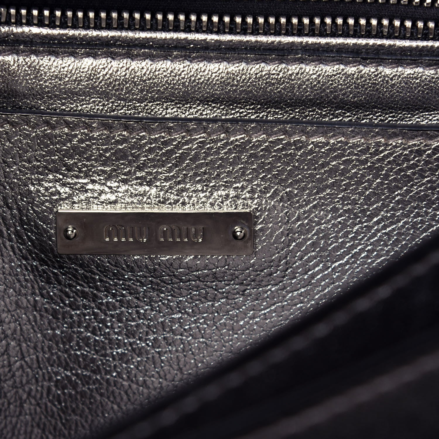 Miu Miu Goatskin Madras Top Handle Bag Silver 7 of 9