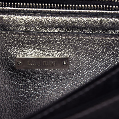 Miu Miu Goatskin Madras Top Handle Bag Silver 7 of 9