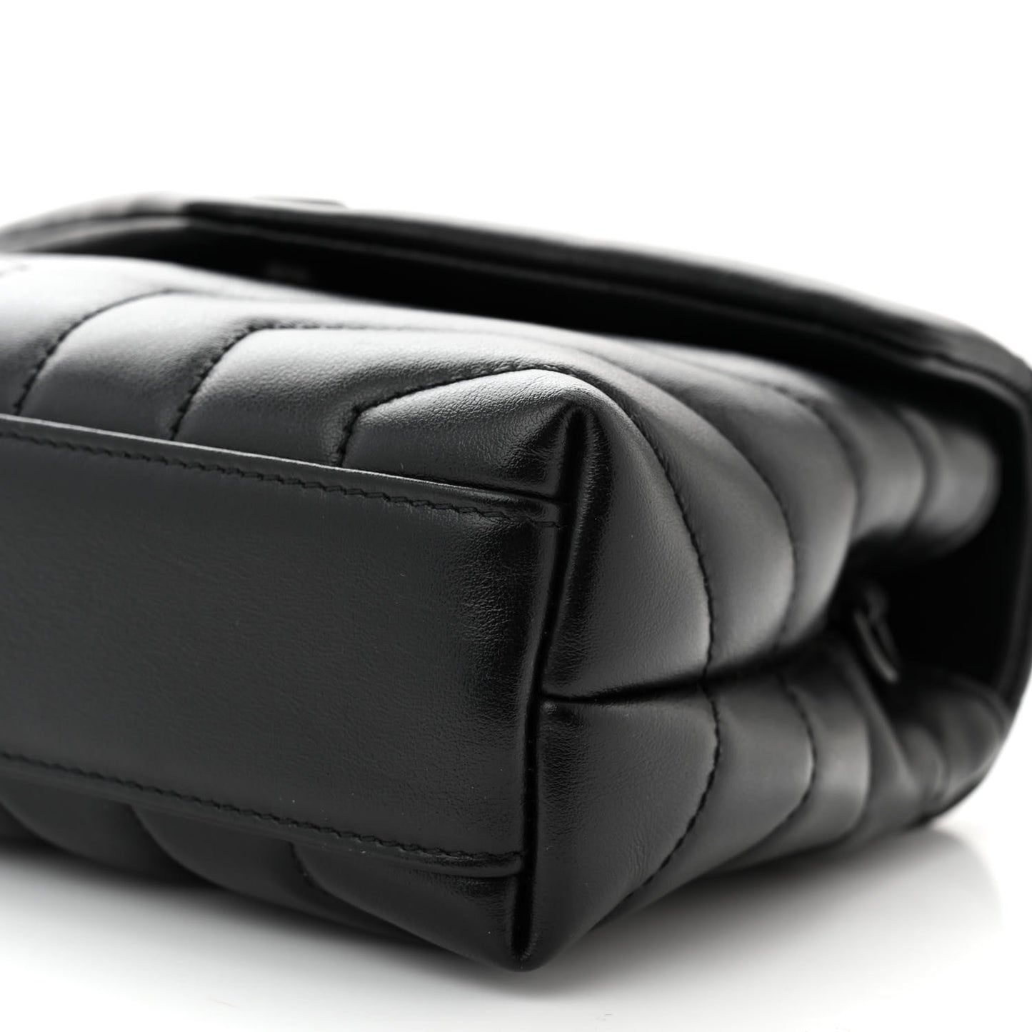 Calfskin Y Quilted Monogram Monochrome Toy Loulou Crossbody Bag Black