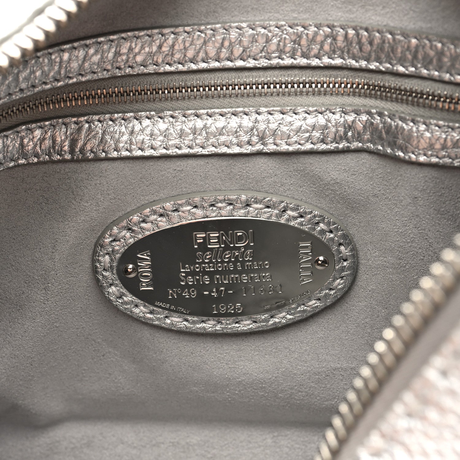 Fendi Cuoio Romano Lux Selleria Lei Boston Tote Argento 1879925
