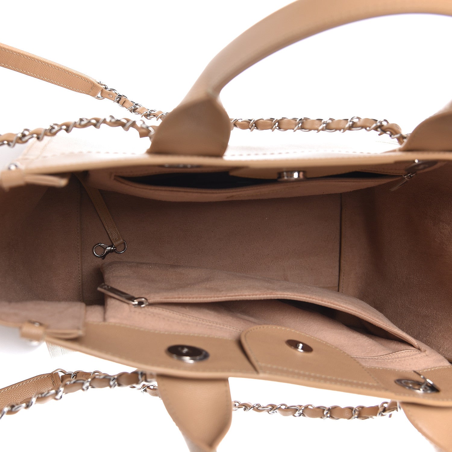 Chanel Caviar Small Studded Deauville Tote Beige 6 of 15