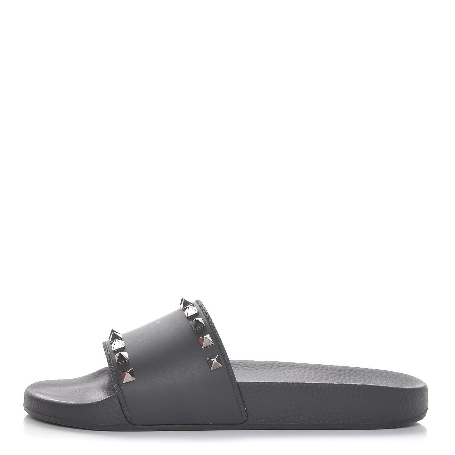 Valentino Garavani Rubber Rockstud Slide Sandals 38 Black 1 of 10