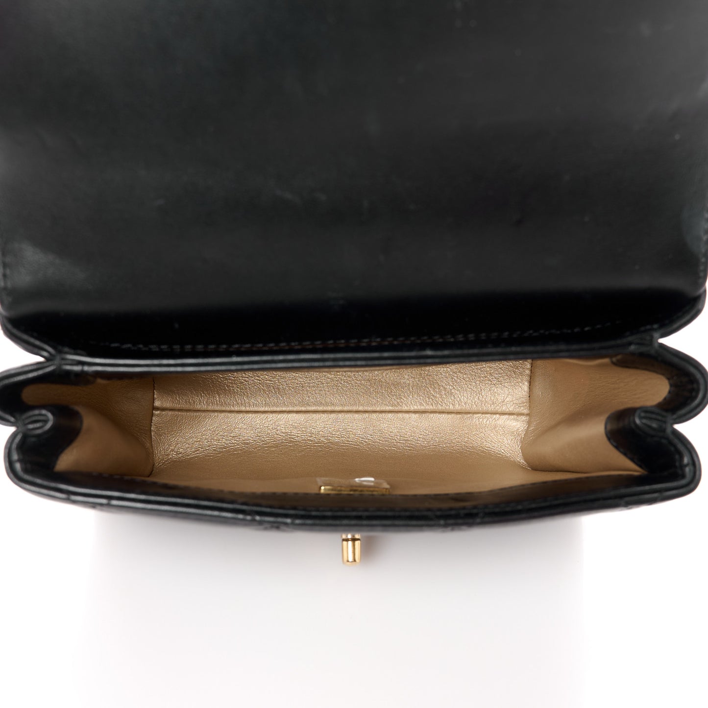 Lambskin Quilted Mini CC Crystal Logo Chain Flap Black