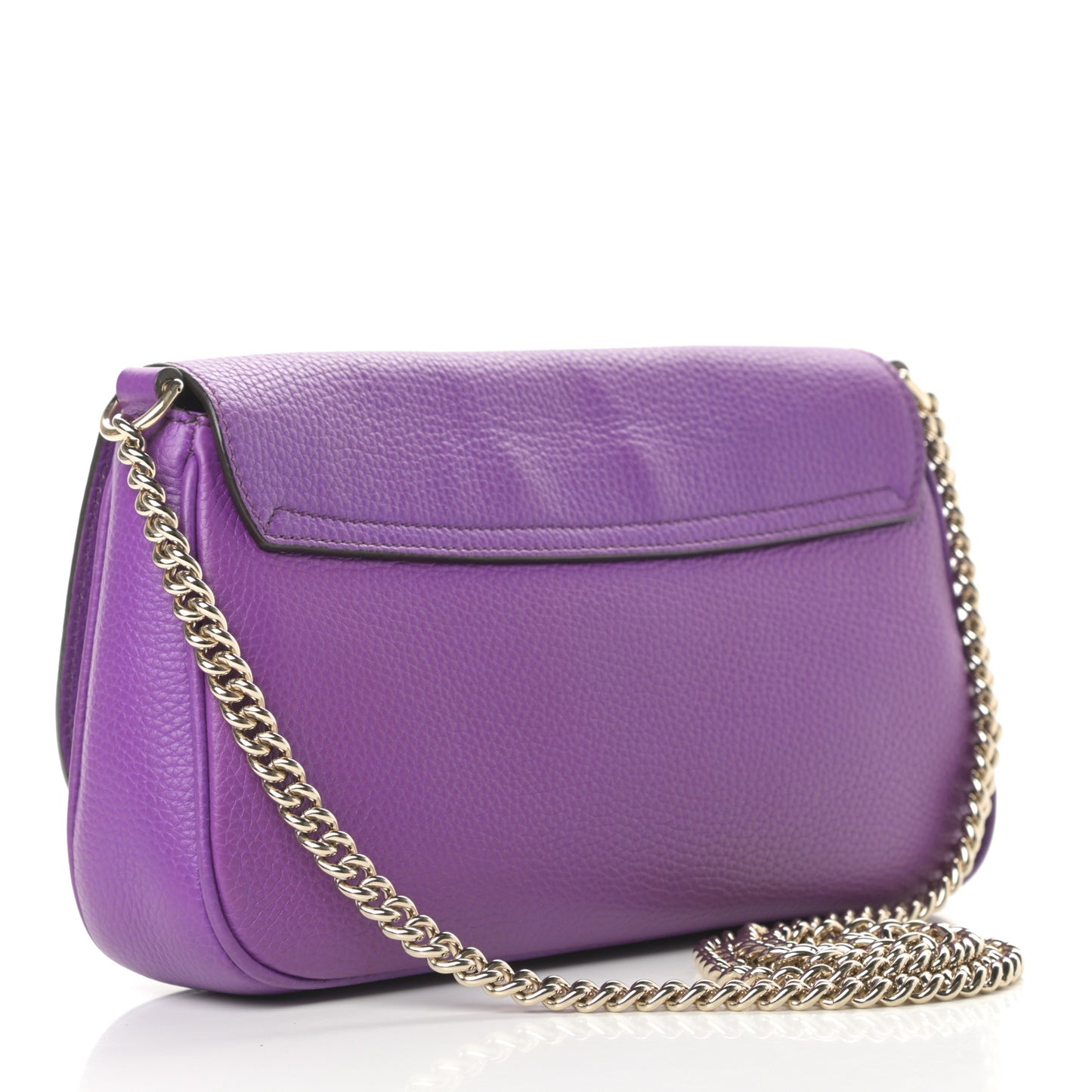 Pebbled Calfskin Medium Soho Flap Crossbody Shine Purple
