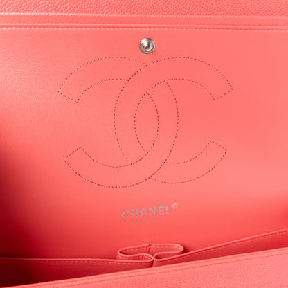 Chanel Caviar Chevron Quilted Jumbo Double Flap Coral 6 of 11
