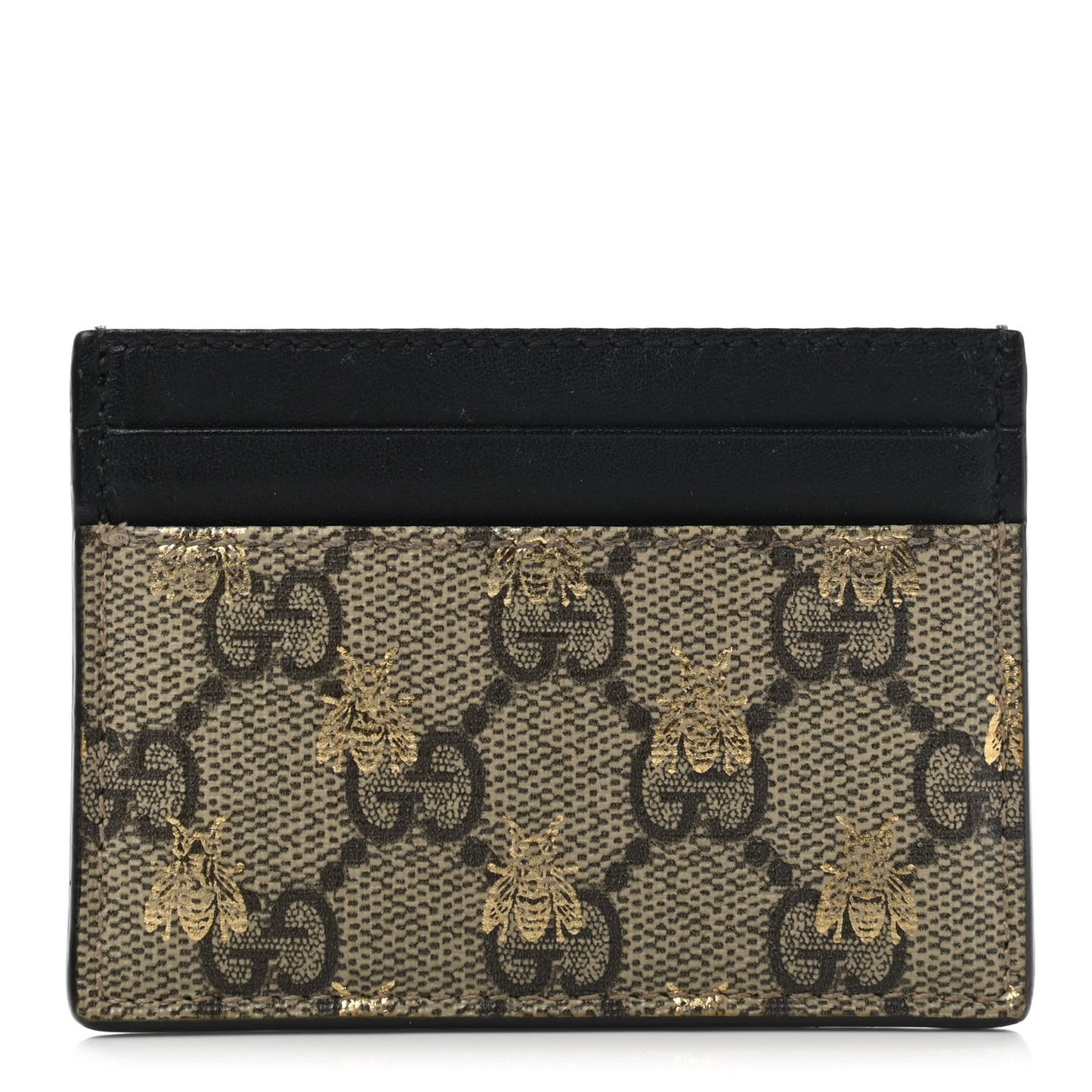 GG Supreme Monogram Bees Card Holder Black