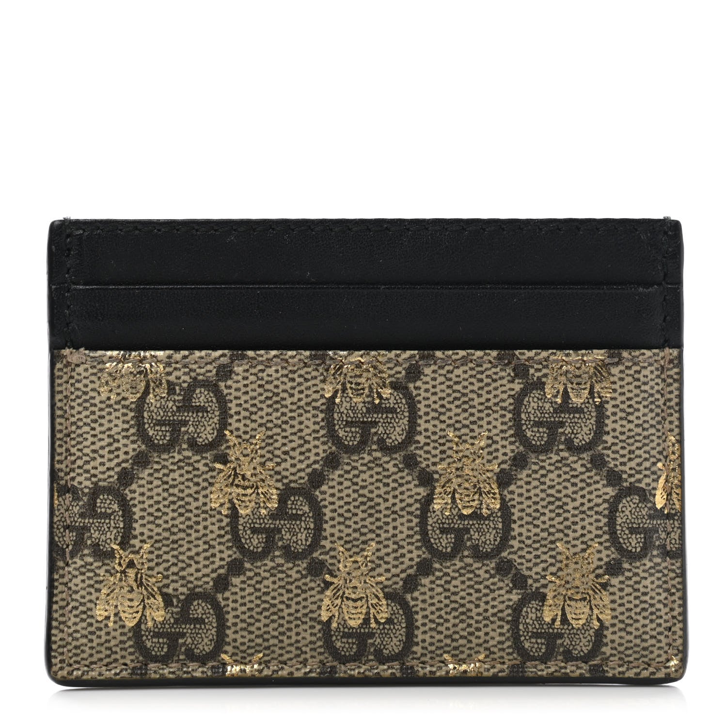 Gucci GG Supreme Monogram Bees Card Holder Black 1 of 6