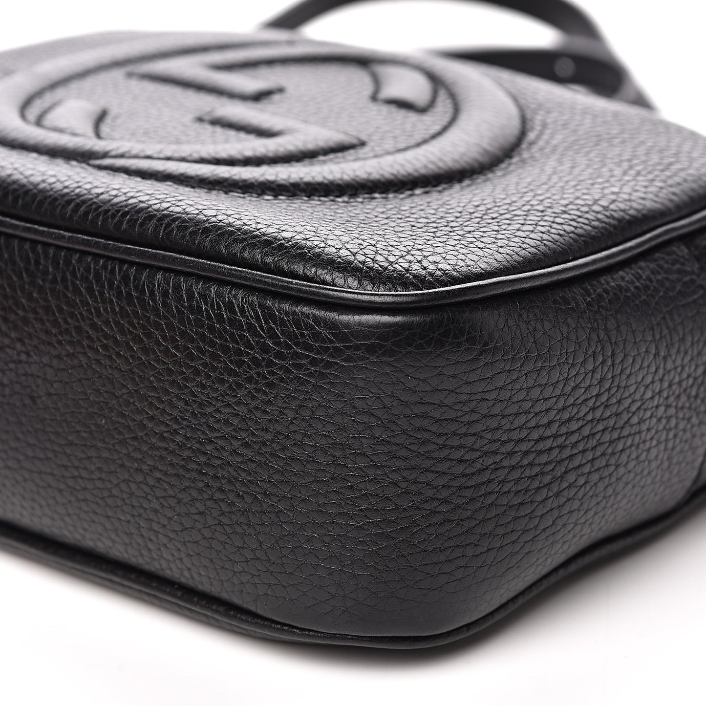 Pebbled Calfskin Small Soho Disco Bag Black