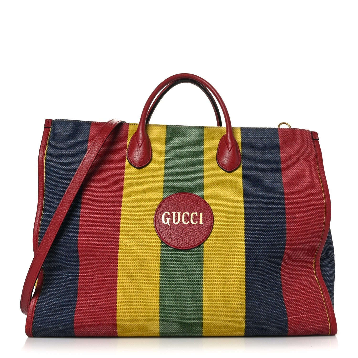 Gucci Canvas Marley Stripe Script Logo Large Gucci 100 Tote Bag Multicolor 1 of 12