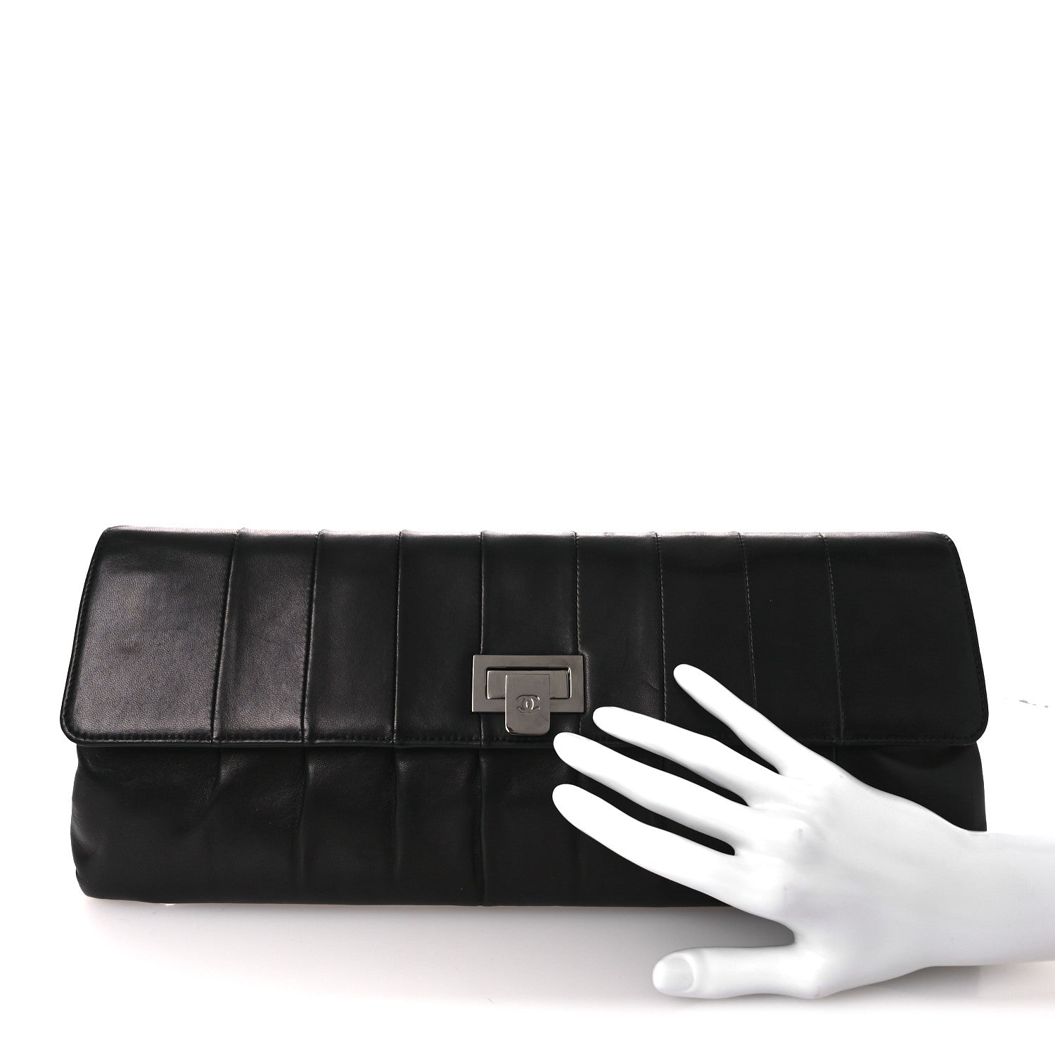 Chanel Lambskin Vertical Quilted Clutch Black 2 of 11