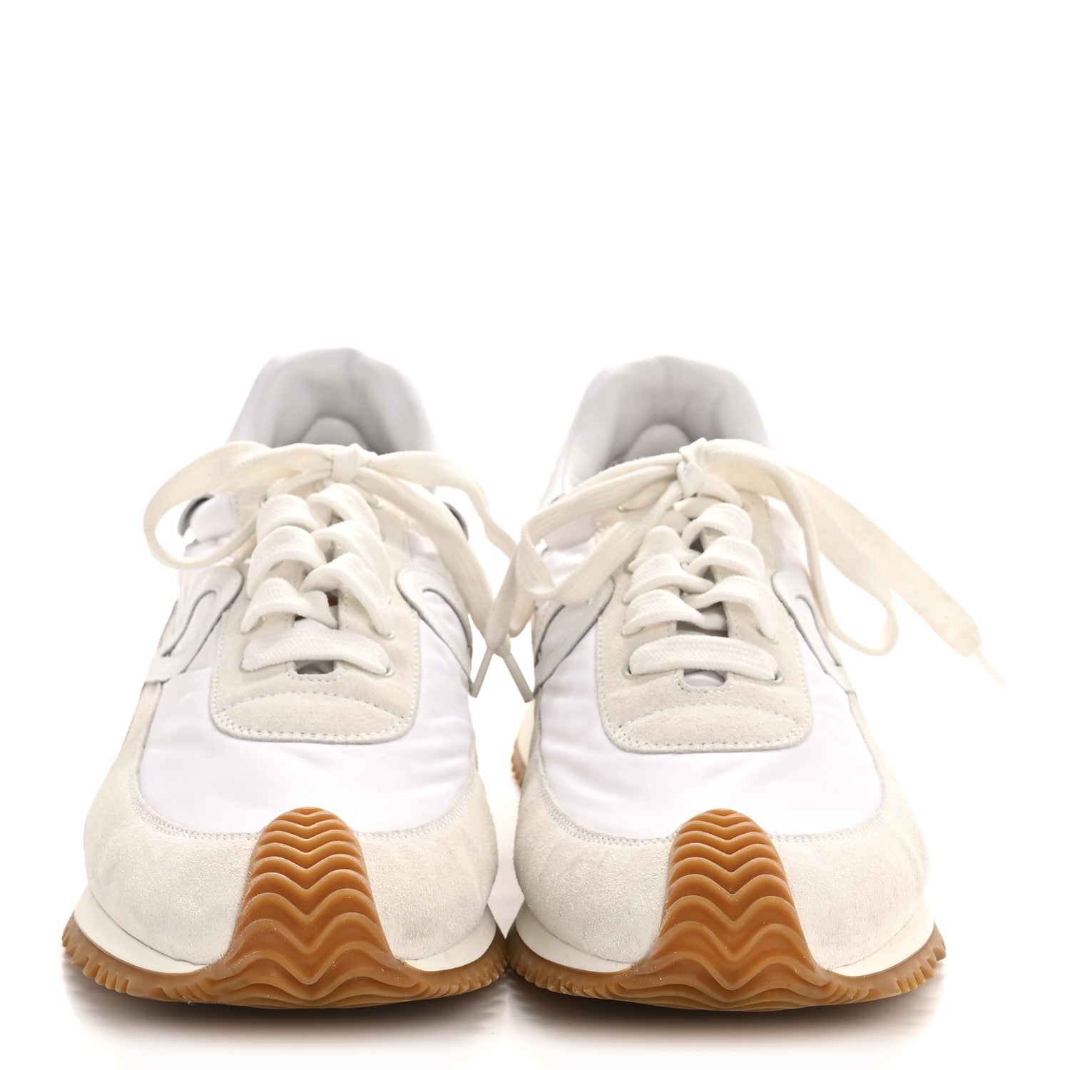 Loewe Nylon Suede Mens Flow Retro Runner Sneakers 45 White Dark Green 43 White 3 of 10