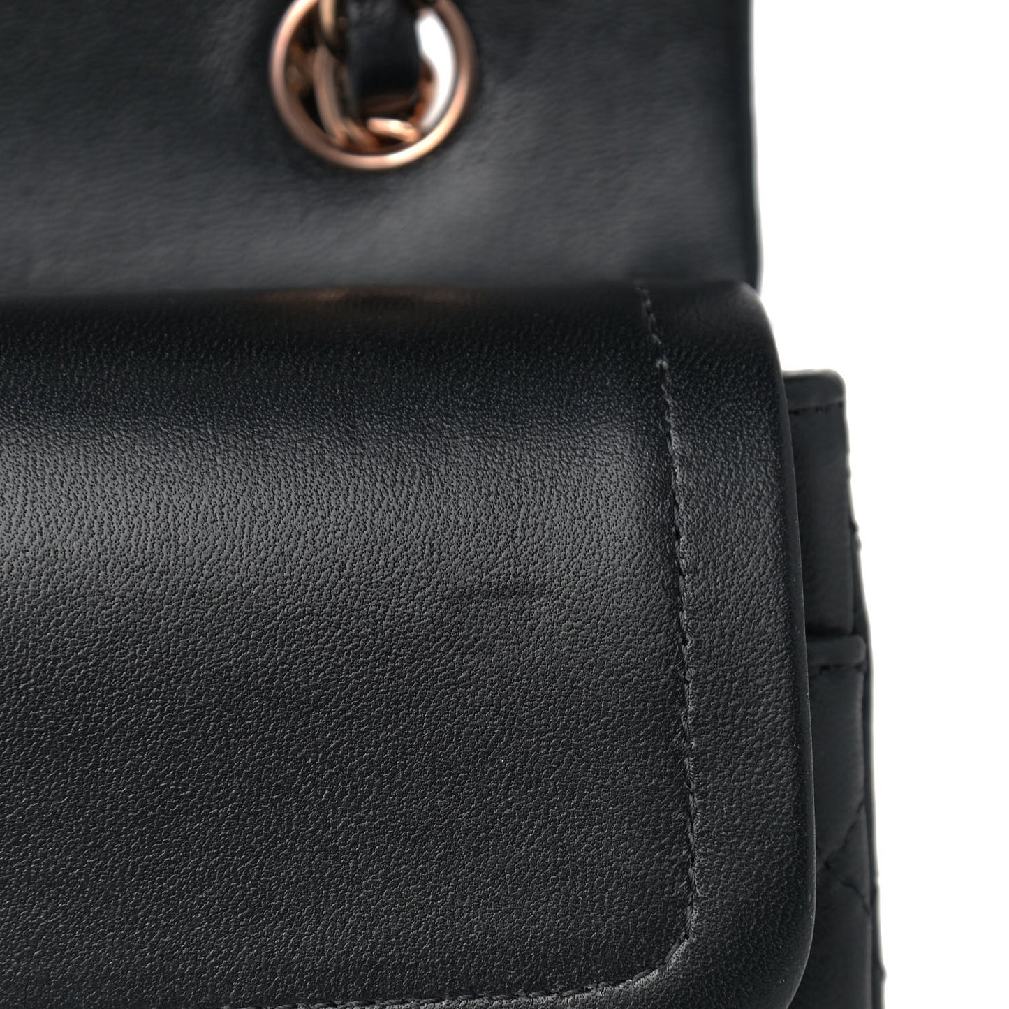 Lambskin Quilted Small Double Flap Black