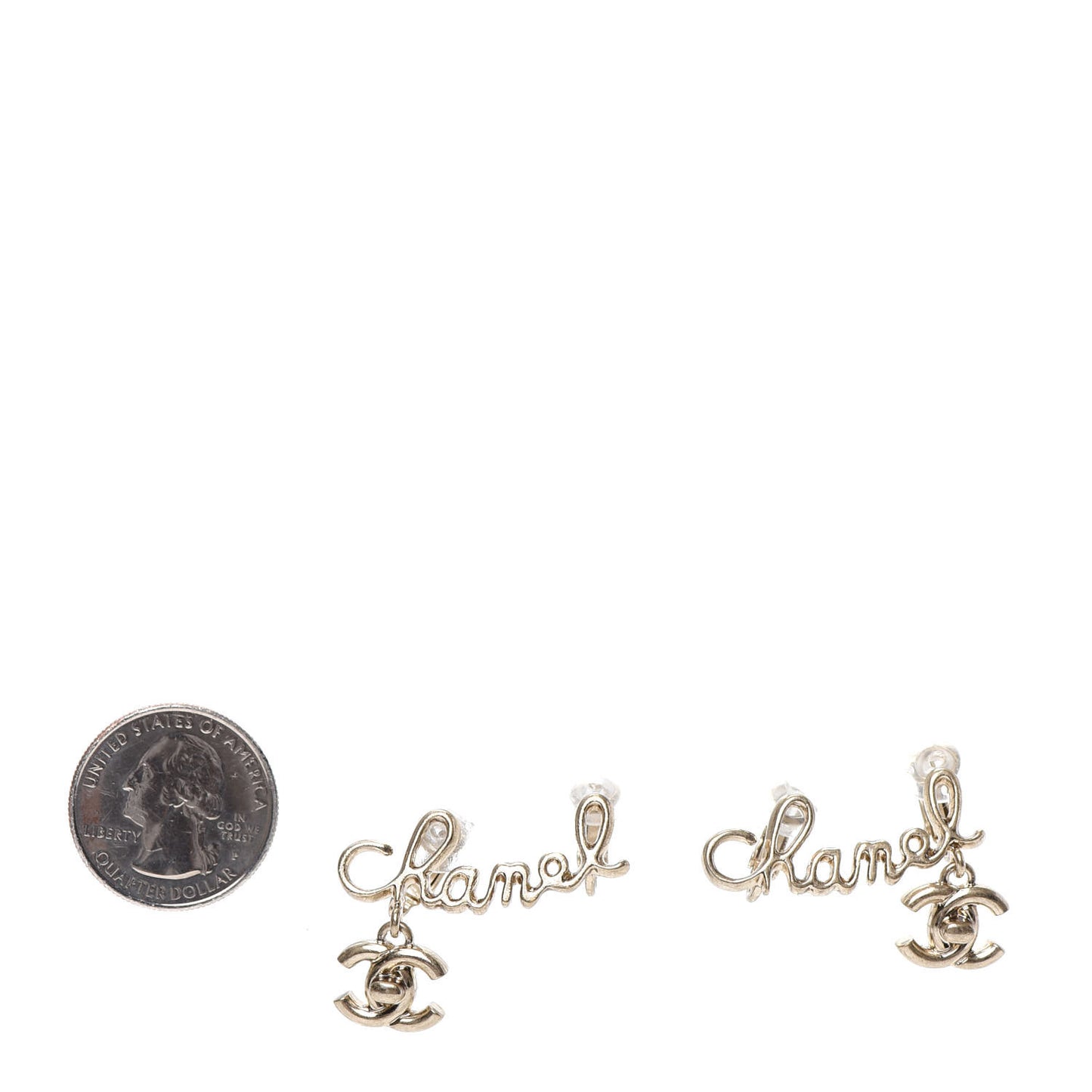 Metal CC Turnlock Climber Clip On Earrings Gold