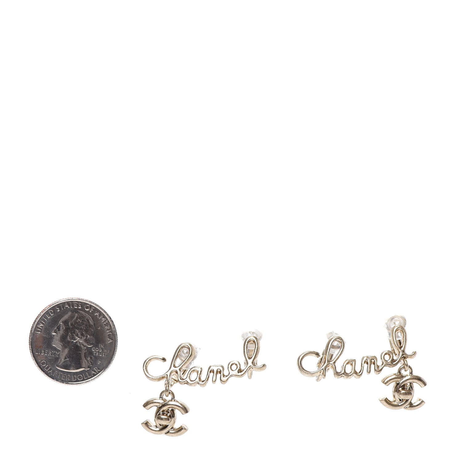 Chanel Metal CC Turnlock Climber Clip On Earrings Gold 2 of 4