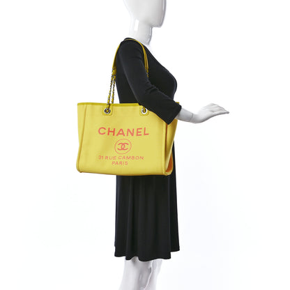 Chanel Mixed Fibers Small Deauville Tote Yellow Orange 2 of 12