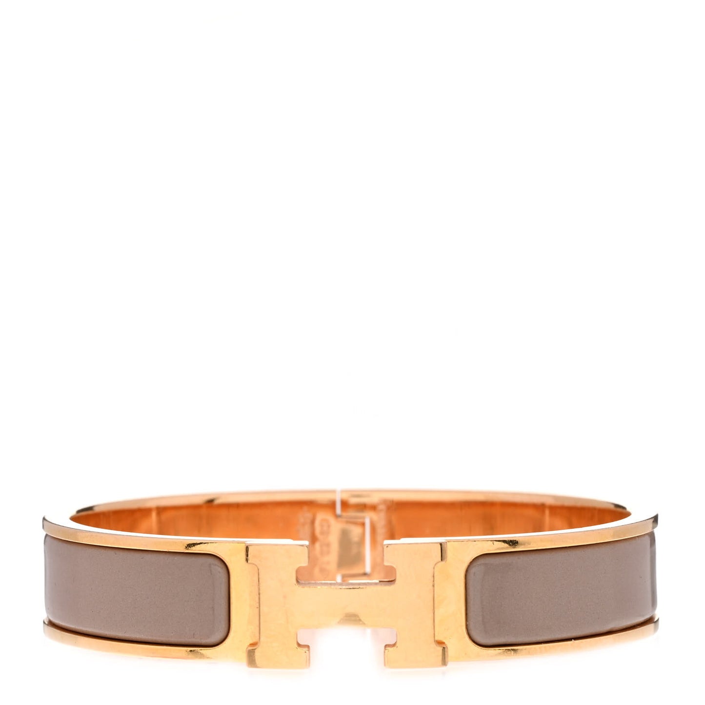 Enamel Narrow Clic Clac H Bracelet PM Marron Glace