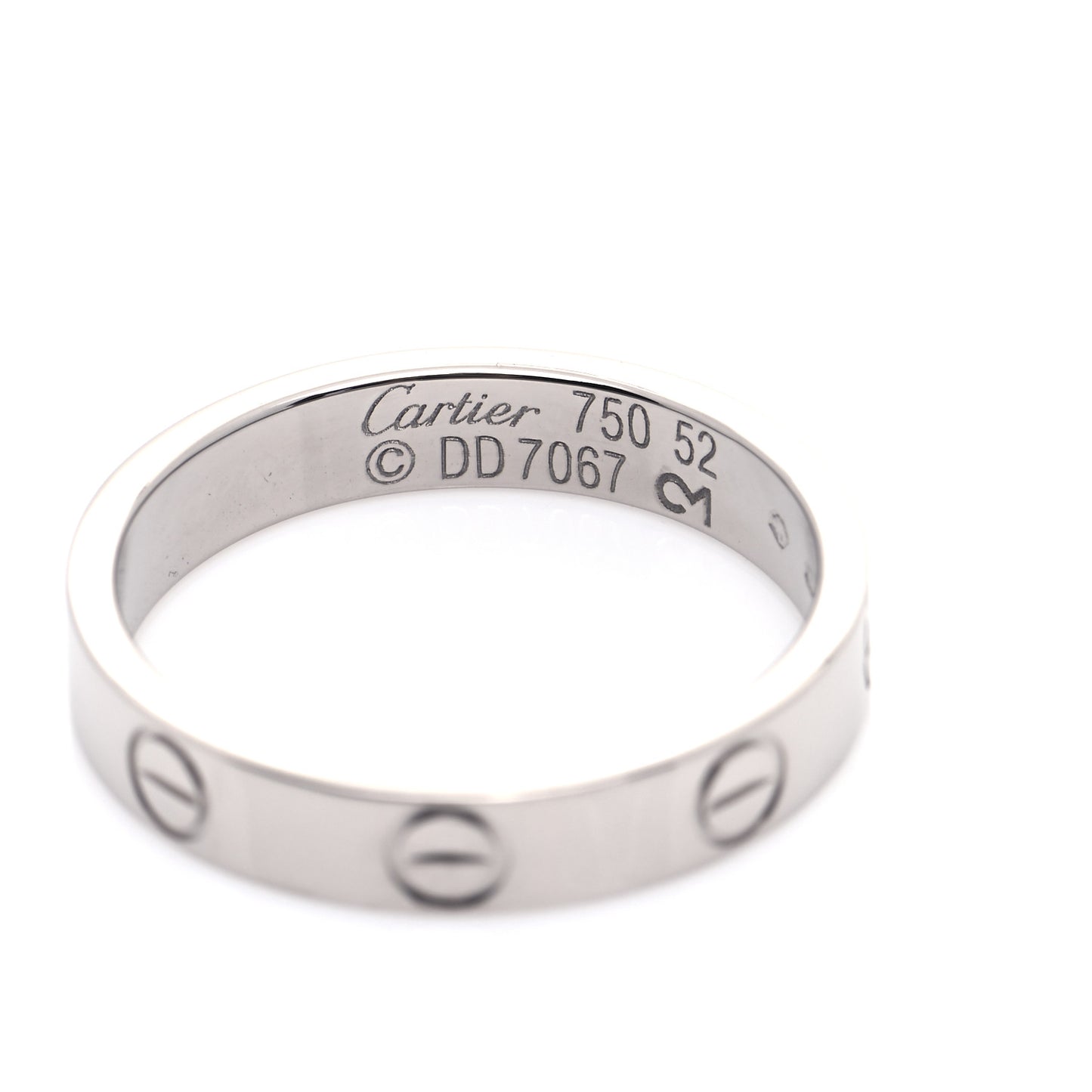 18K White Gold 3.5mm LOVE Wedding Band Ring 52 6