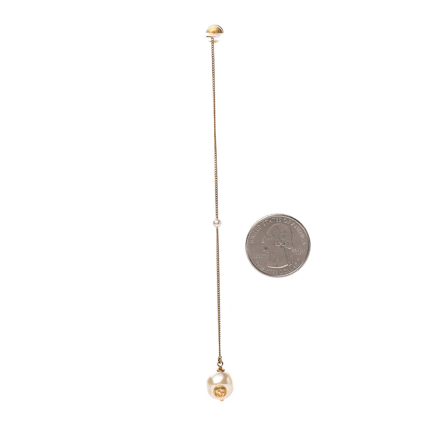 Faux Pearl Interlocking G Single Pendant Earring