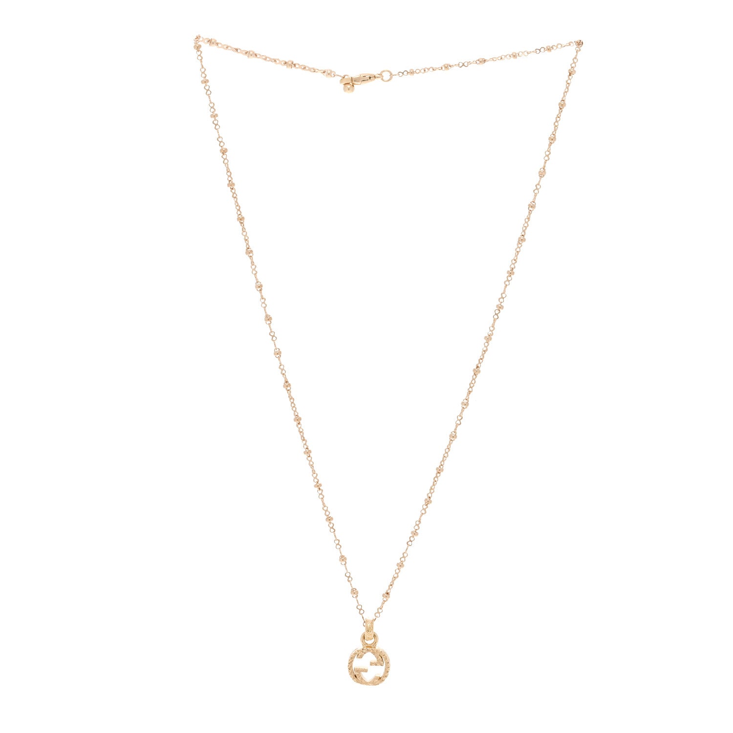 Gucci 18K Yellow Gold Running GG Pendant Necklace 3 of 6