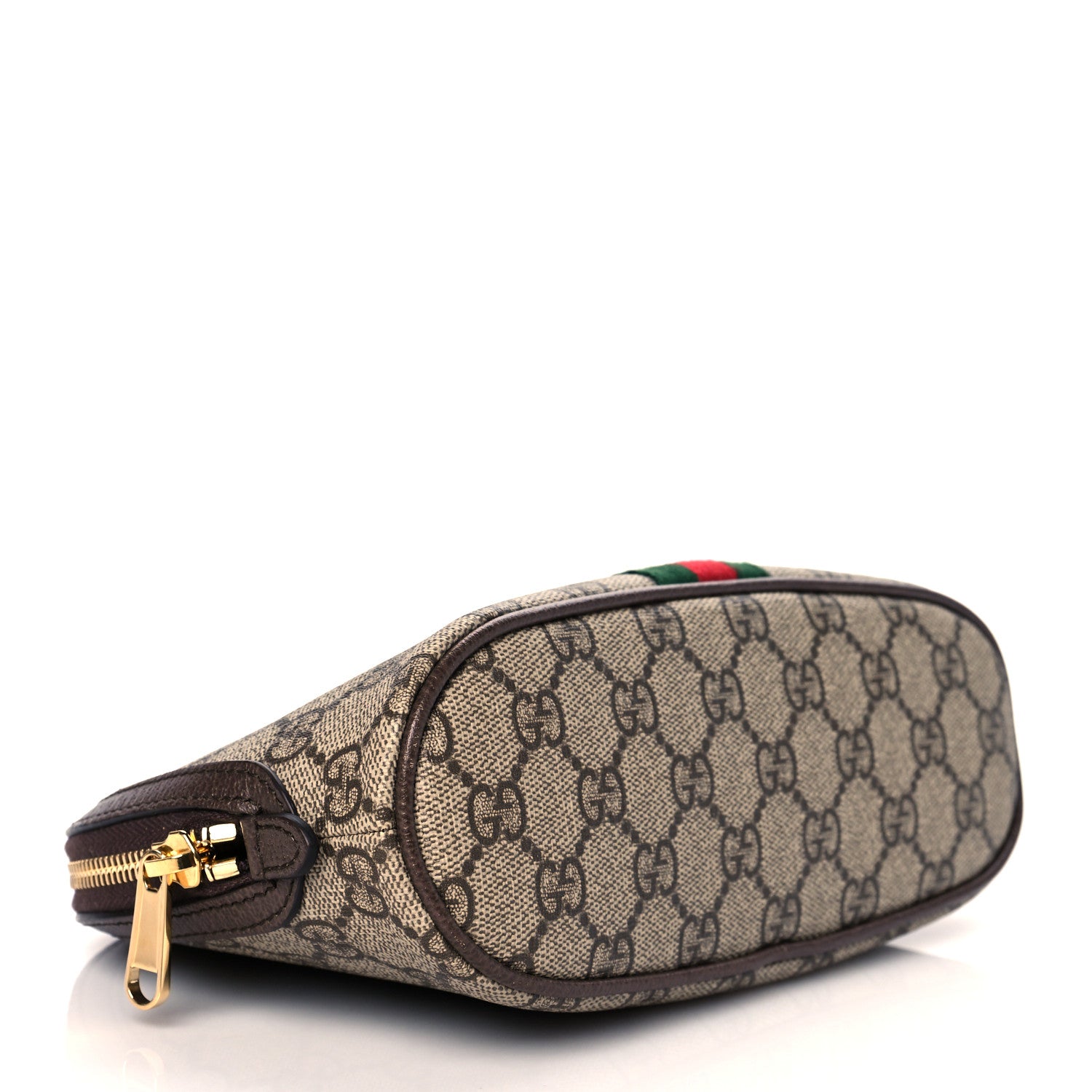 Gucci GG Supreme Monogram Textured Calfskin Web Large Ophidia Cosmetic Case Beige Ebony New Acero 3 of 9