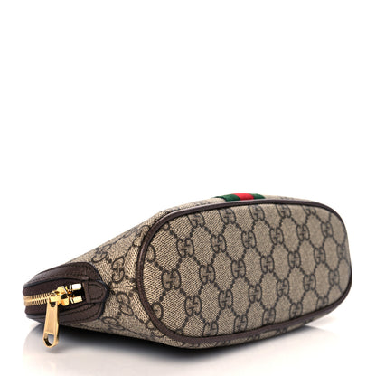 Gucci GG Supreme Monogram Textured Calfskin Web Large Ophidia Cosmetic Case Beige Ebony New Acero 3 of 9