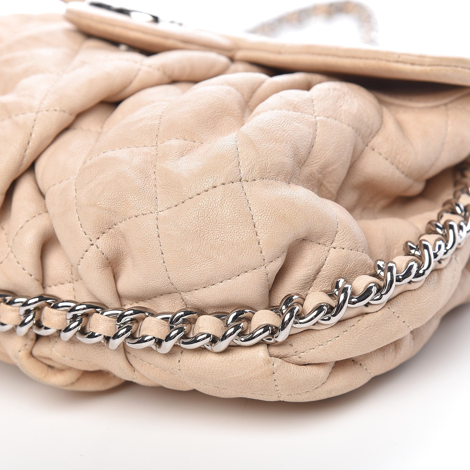 Chanel Washed Lambskin Quilted Medium Chain Around Flap Beige 9 of 17