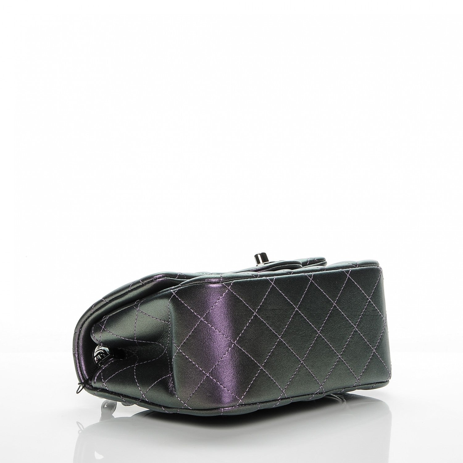 Chanel Iridescent Lambskin Quilted Mini Square Flap Dark Purple 4 of 7