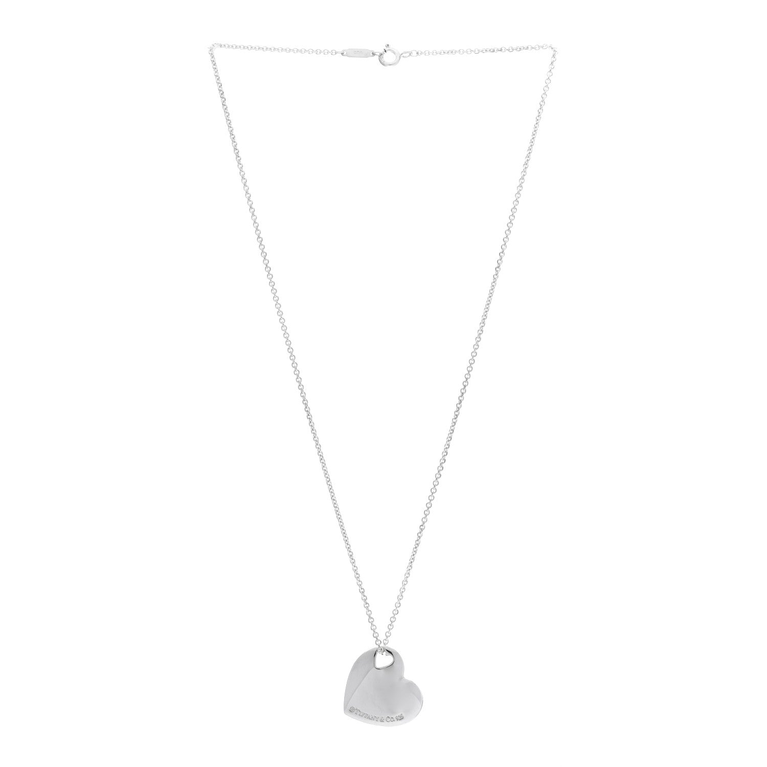 Tiffany Sterling Silver Heart Cutout Pendant Necklace 3 of 6
