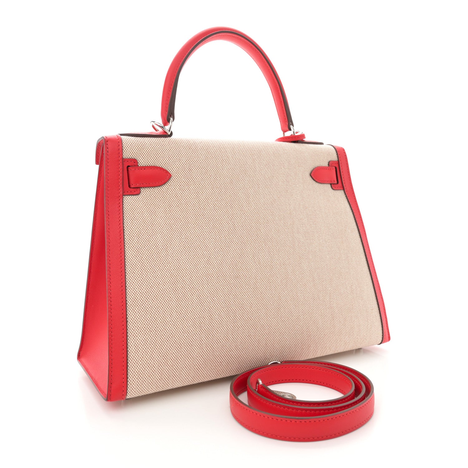 Hermes Toile Swift Kelly Sellier 28 Rouge Piment Ecru 3 of 10