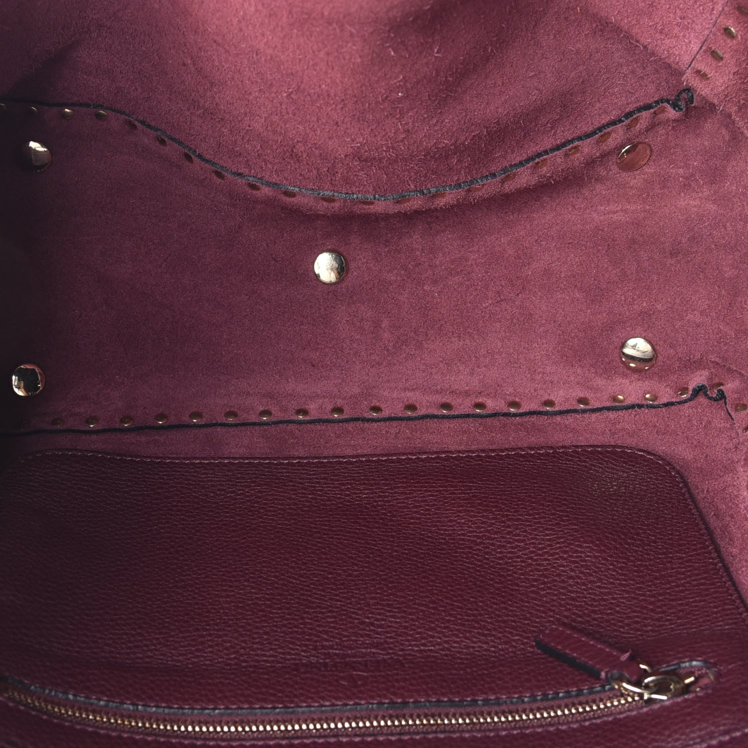 Valentino Garavani Pebbled Calfskin Medium Rockstud Tote Rubin 6 of 10