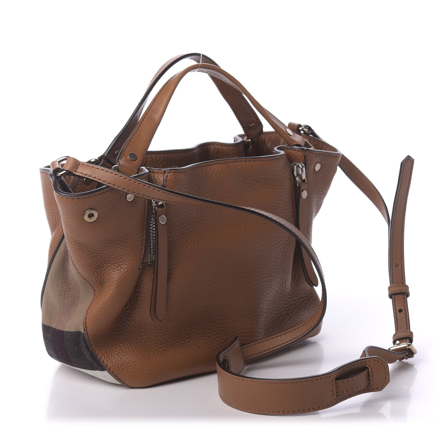 Burberry Grainy Calfskin House Check Small Maidstone Saddle Brown 3 of 10