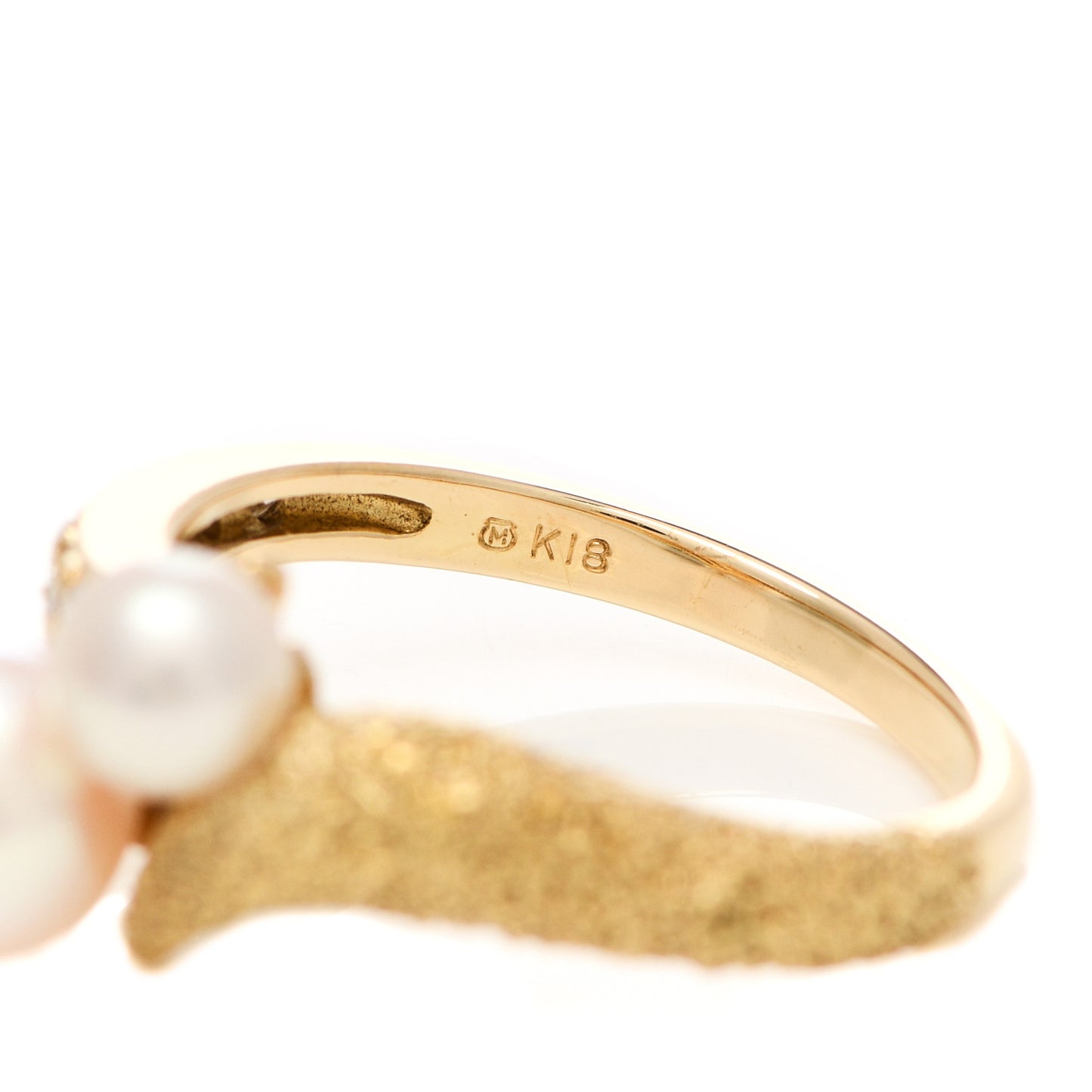18K Yellow Gold Diamond Akoya Pearl 4-6.5mm Bypass Ring 51 5.75