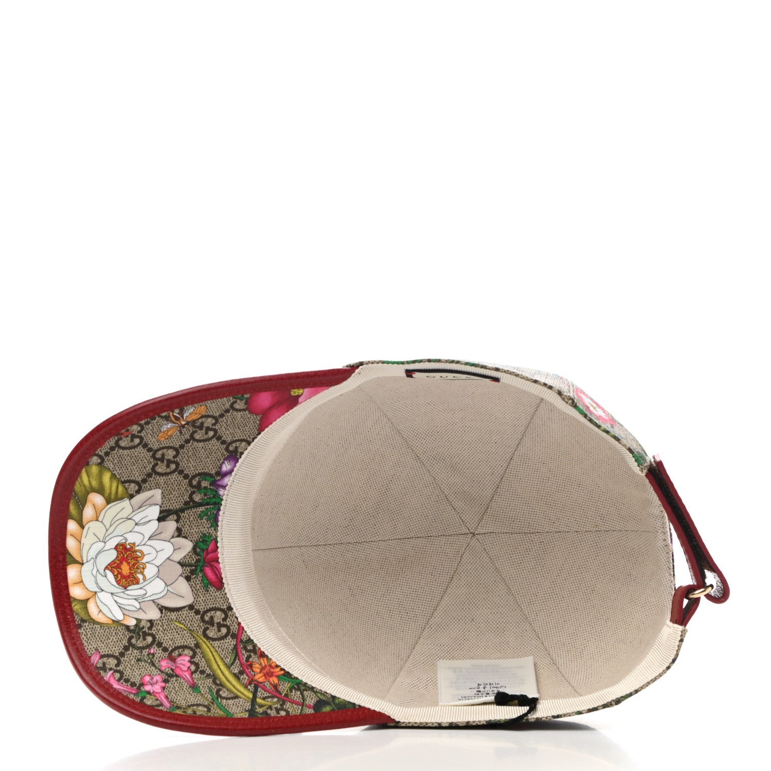 Gucci GG Supreme Flora Claudia Baseball Hat 57 M Red 7 of 9