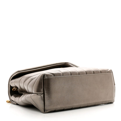 Saint Laurent Metallic Calfskin Y Quilted Monogram Small Loulou Chain Satchel Pewter 4 of 12