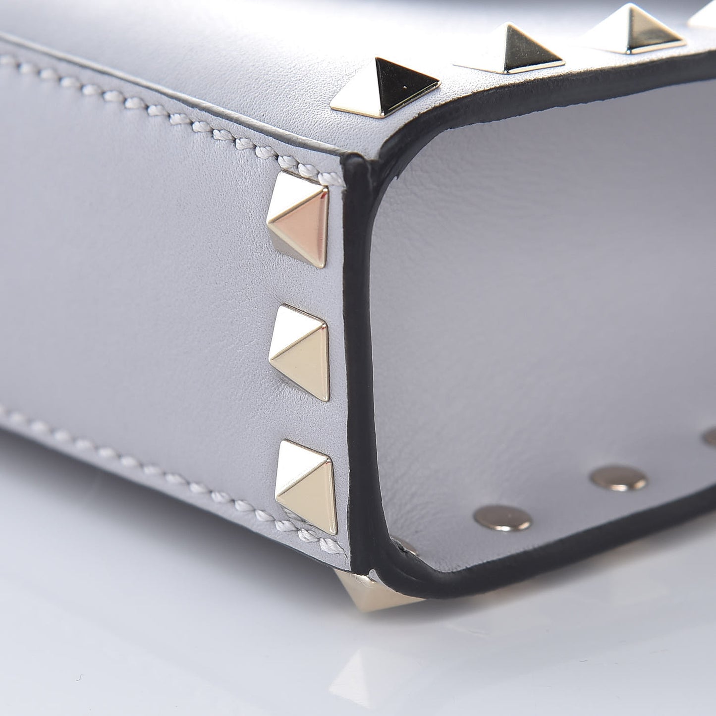 Vitello Mini Rockstud Flip Lock Crossbody Bag Pastel Grey