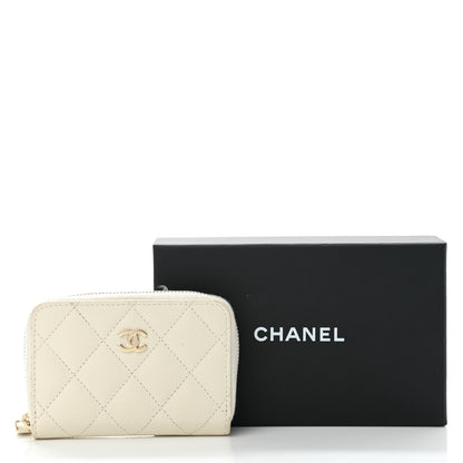 Chanel Caviar Quilted Zip Coin Purse White 12 of 12
