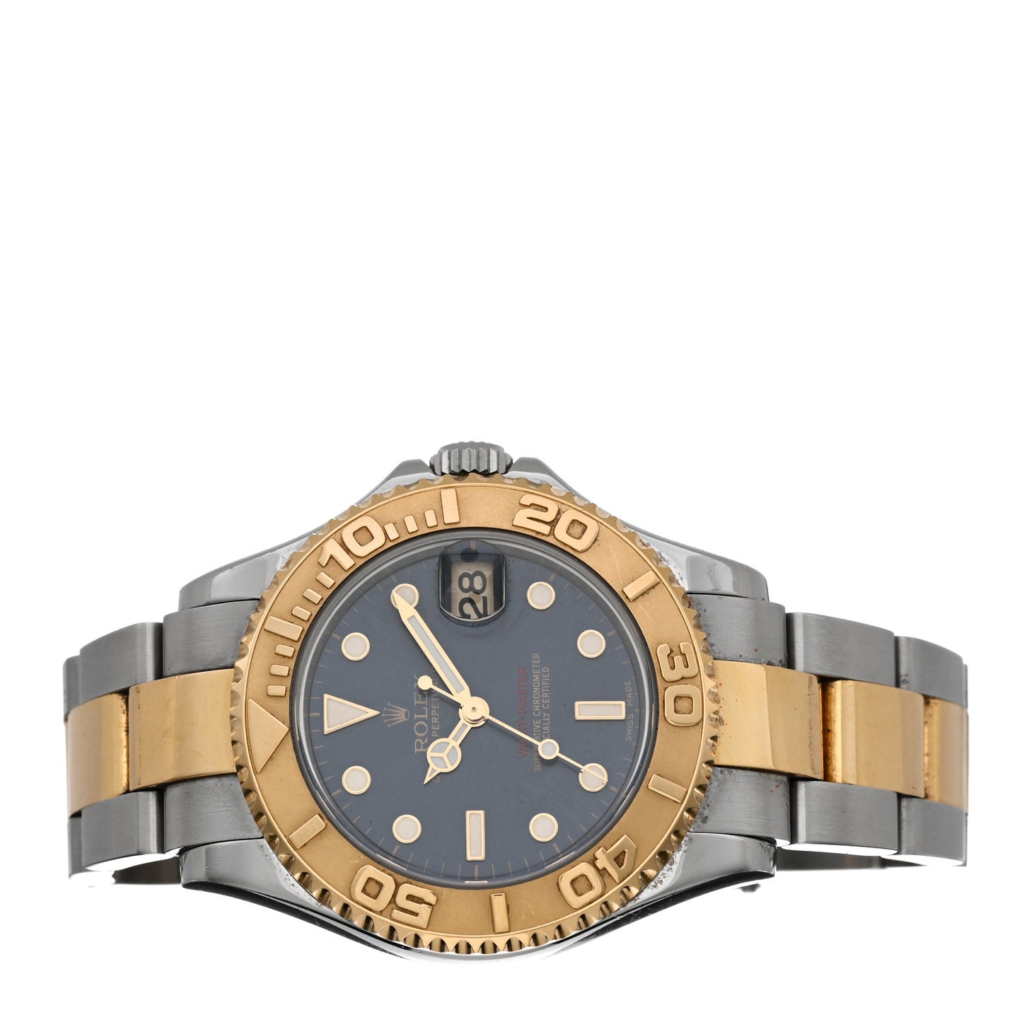 Stainless Steel 18K Yellow Gold 35mm Oyster Perpetual Date Yacht-Master Watch Blue 168623