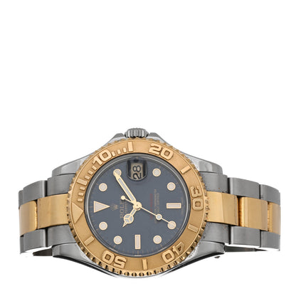 Rolex Stainless Steel 18K Yellow Gold 35mm Oyster Perpetual Date Yacht-Master Watch Blue 168623 2 of 4