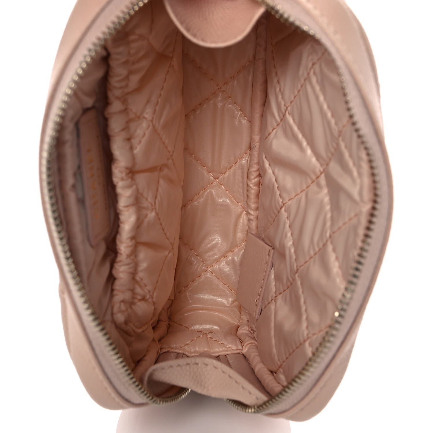 Chanel Caviar Quilted Small Curvy Pouch Cosmetic Case Light Beige 7 of 11