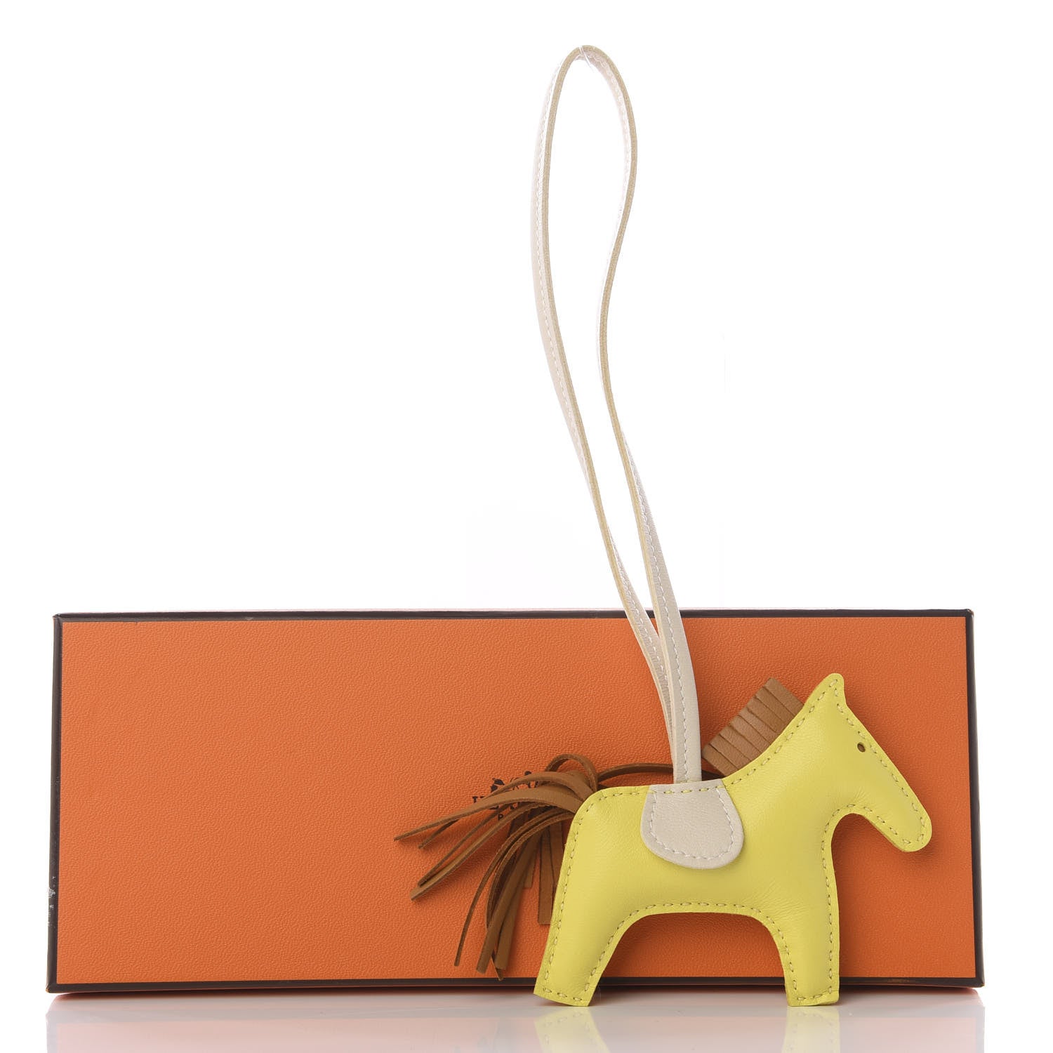 Hermes Milo Lambskin Grigri Rodeo Horse Bag Charm PM Lime Sesame Craie 5 of 5
