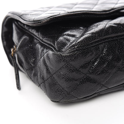 Chanel Crumpled Grained Calfskin Quilted Large Shiva Flap Black 8 of 10