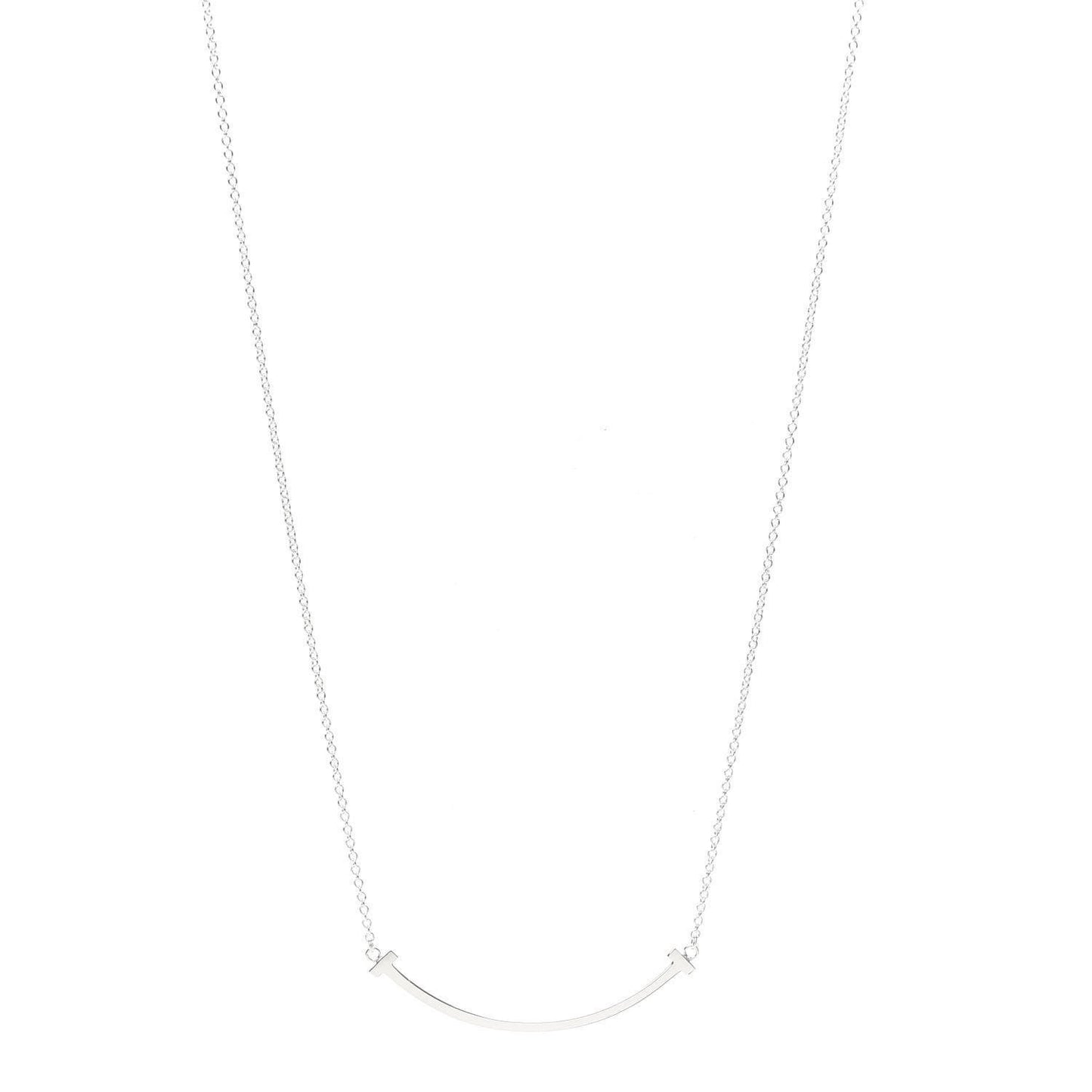 Sterling Silver Small T Smile Pendant Necklace