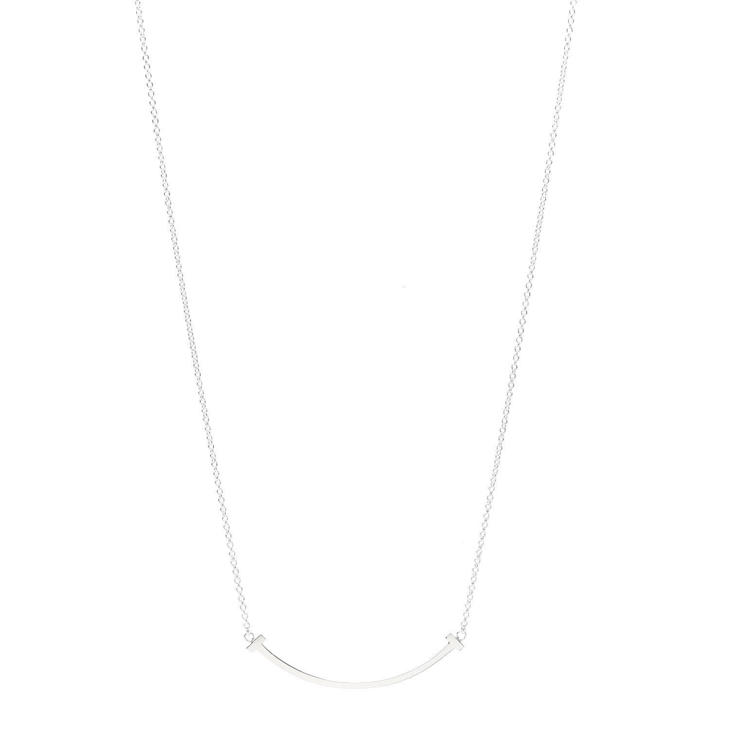 Tiffany Sterling Silver Small T Smile Pendant Necklace 1 of 6