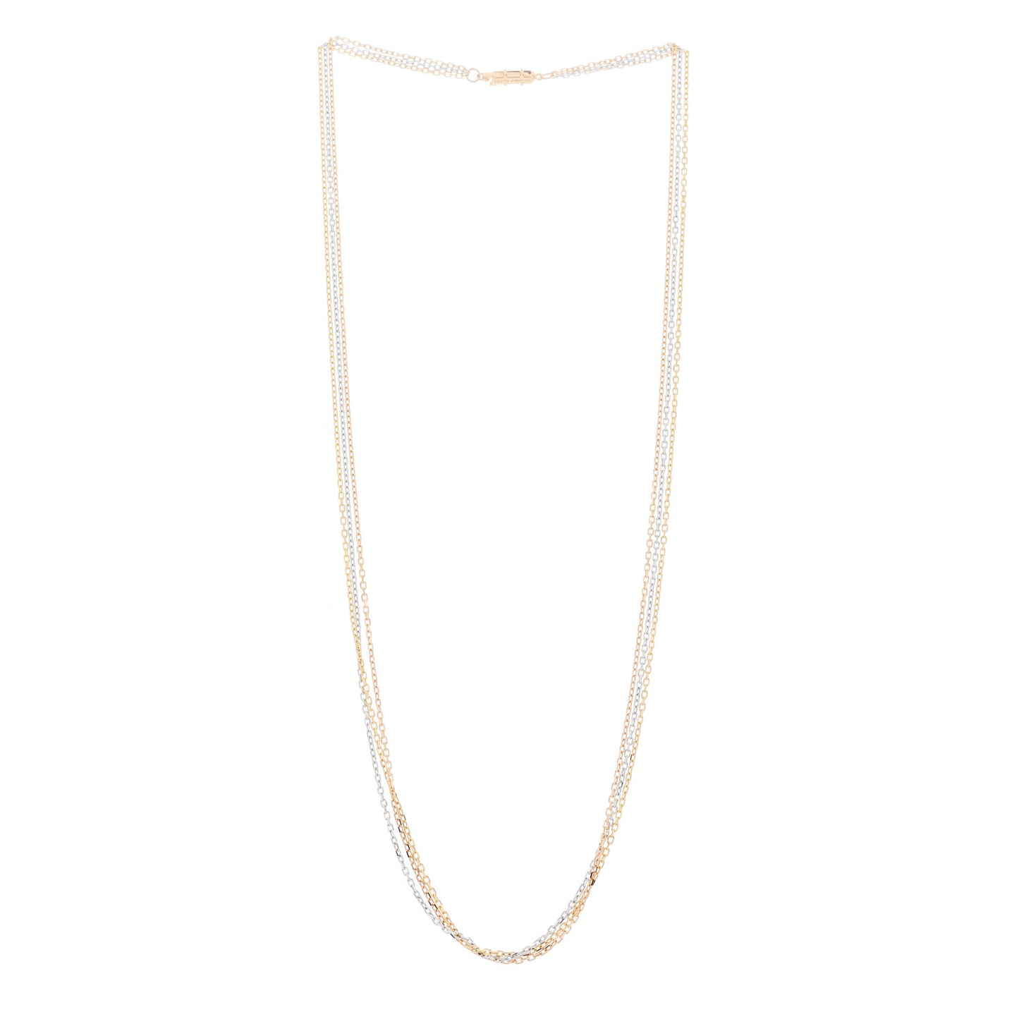 18K Pink Yellow White Gold Three Chain Necklace