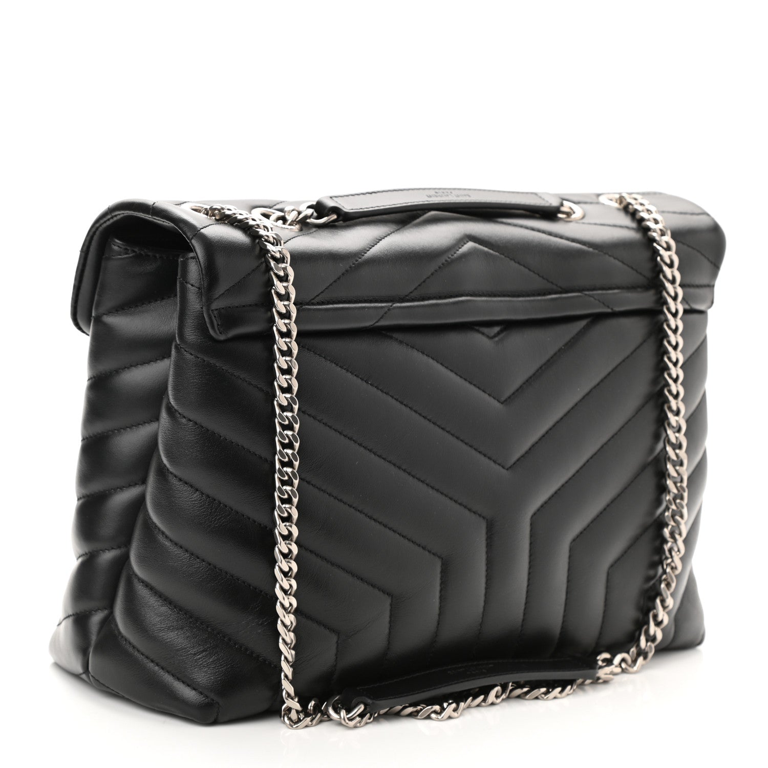Saint Laurent Calfskin Y Quilted Monogram Medium Loulou Chain Satchel Black 3 of 9