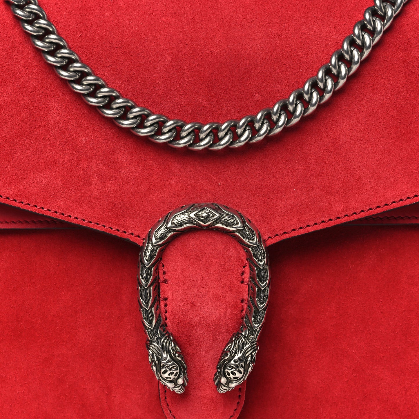 Suede Vitello Velvet Medium Dionysus Shoulder Bag Vulcanic Red